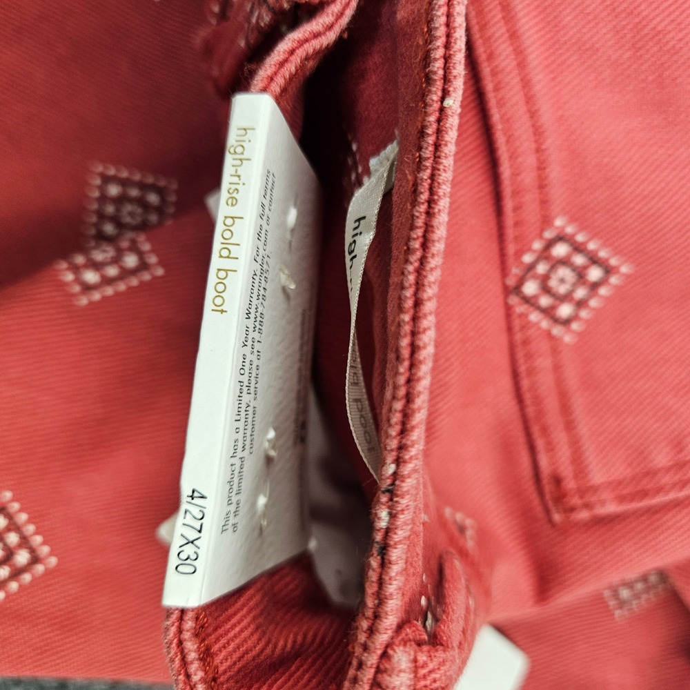 Wrangler High Rise Bold Boot Jeans Red Geometric Diamond Print 4/27x30 NWT - Picture 9 of 11